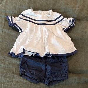 Chloe Baby White and Navy Two-Piece Matching Set